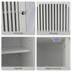 Tall Bathroom Cabinet With Adjustable Shelves, Louvered Door Floor Standing Storage Unit - White