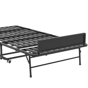 Twin Extra Long Folding Bed With Adjustable Headboard, Cot With Memory Foam Mattress - Black