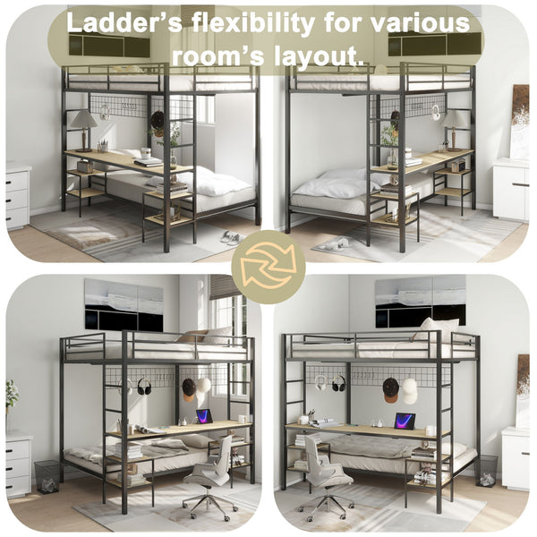 Ethan - Bunk Bed With Desk, Charging Station, Storage Shelves