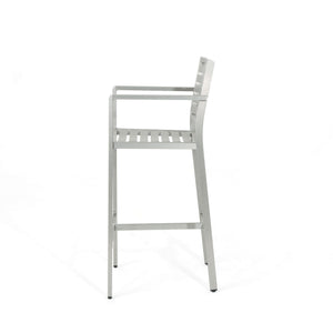 Outdoor Aluminum Rust Proof Barstools (Set of 2) - Silver