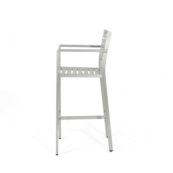 Outdoor Aluminum Rust Proof Barstools (Set of 2) - Silver