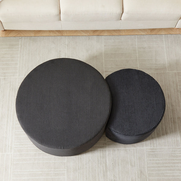 Modern Upholstered Round Coffee Table For Living Room (Set of 2)