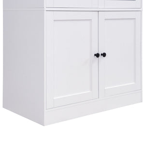 Tall Arched Top Storage Cabinet With 5 Tier Shelves, Soft Close Hinges