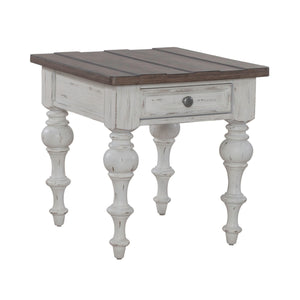 River Place - End Table - Riverstone White & Tobacco