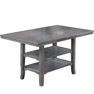 7 Piece Counter Height Dining Set With Storage Shelves, Table & 6 High Chairs - Gray