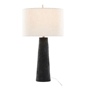 Kona - Contemporary Table Lamp (Set of 2) - Matte Black / Modern Brass / Natural