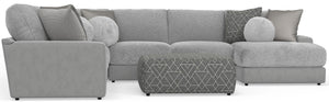 Canyon - 4 Piece Sectional With Cuddler Seat Cushions, Included Accent Pillows And Cocktail Ottoman (Right Side Facing Chaise) - Platinum