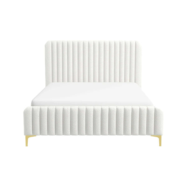 Valery - Queen Size Platform Bed - Cream