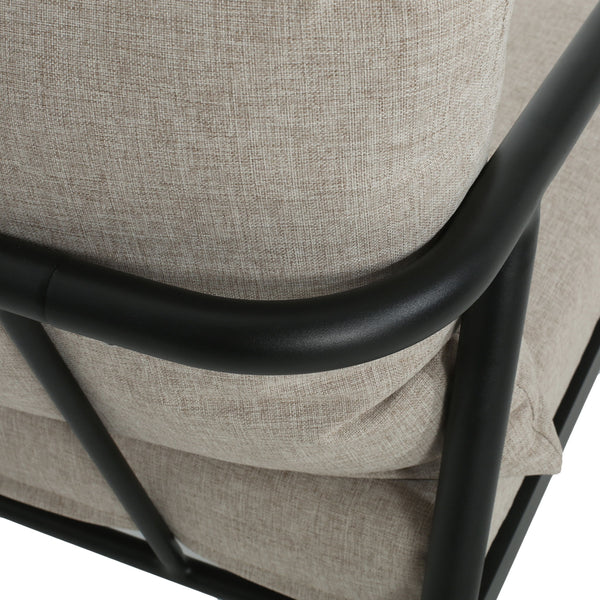 Leora - Modern Minimalist Round Tube Sofa Chair With Cushions - Beige / Black