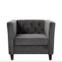 Button Tufted Accent Chair, Square Arms