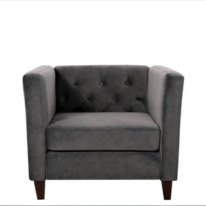 Button Tufted Accent Chair, Square Arms