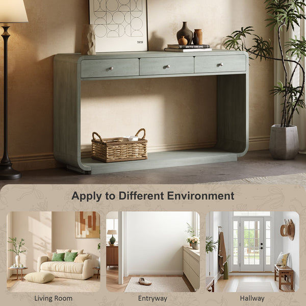 Console Table With 3 Drawers And Display Shelf