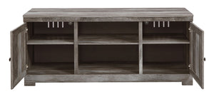 Wynnlow - 63" TV Stand With Glass/Stone Fireplace Insert - Gray