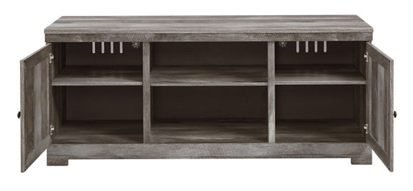 Wynnlow - 63" TV Stand With Glass/Stone Fireplace Insert - Gray