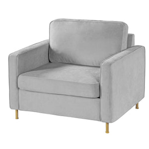 Accent Chair Upholstered Single Sofa With Square Arms, Sewn Pillow Back For Living Room