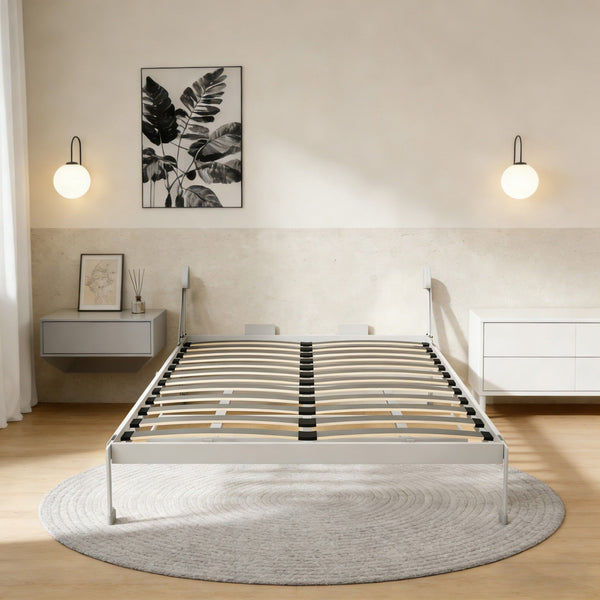 Queen Size Cabinet Wall Bed Mechanism With Desk Panel - Gray