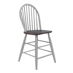 Farmhouse - 5 Piece Gathering Table Set - Two Tone White / Wood Tone