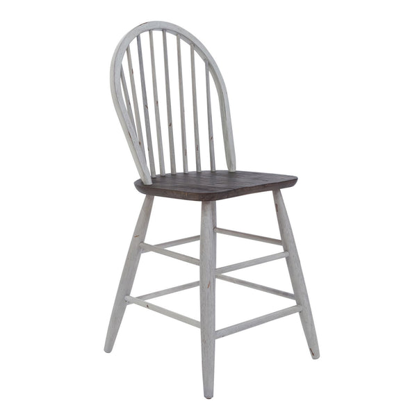 Farmhouse - 5 Piece Gathering Table Set - Two Tone White / Wood Tone