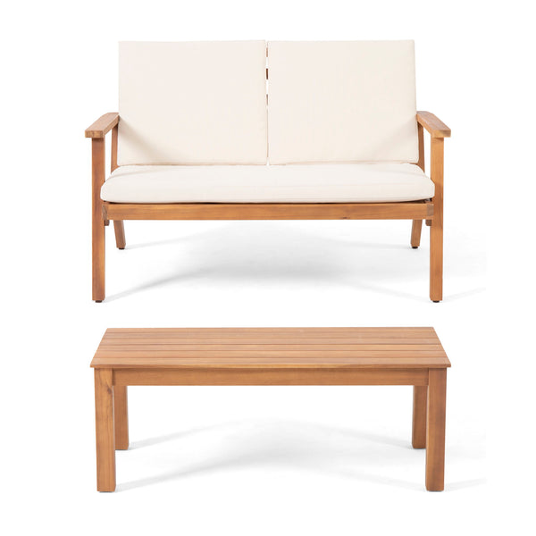 Serenit - 2 Piece Patio Set With Cushions, Loveseat And Coffee Table - Beige / Brown