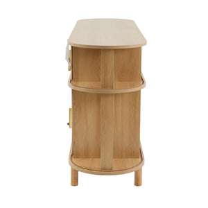 Fluted Sideboard Buffet Cabinet With Sliding Doors And Adjustable Shelves