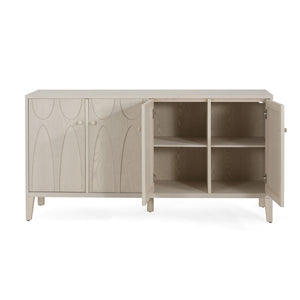 Wood Sideboard With Adjustable Shelves And Storage Cabinet - White Washed
