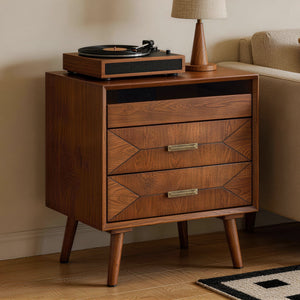 Nightstand With Charging Station, 2 Drawers And Open Shelf, USB / Type C Ports