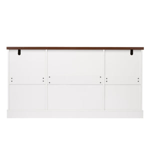 Barn Door Storage Cabinet With 2 Drawers & Door Rack, Adjustable Shelves