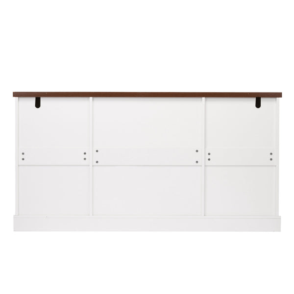 Barn Door Storage Cabinet With 2 Drawers & Door Rack, Adjustable Shelves
