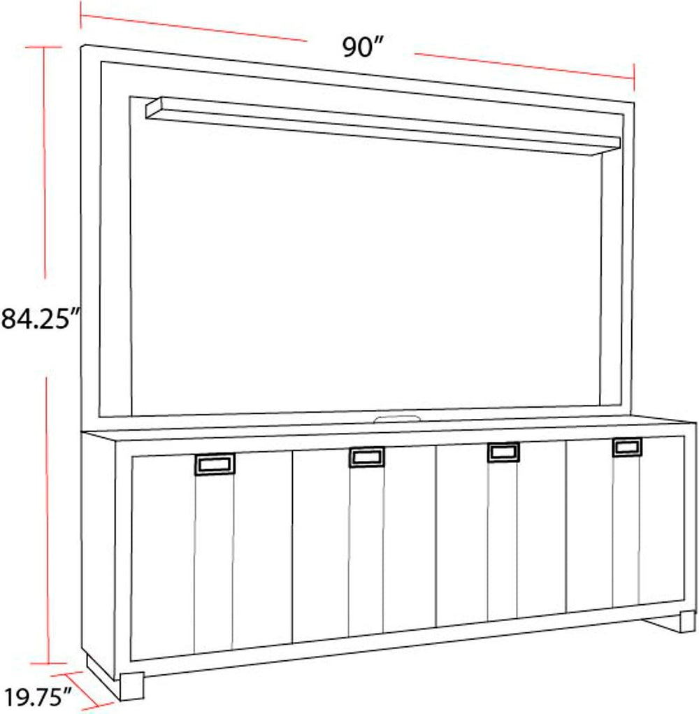 Ascent - 90" TV Console With Hutch And Back Panel - Dark Chocolate