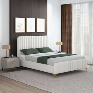 Valery - Queen Size Platform Bed - Cream