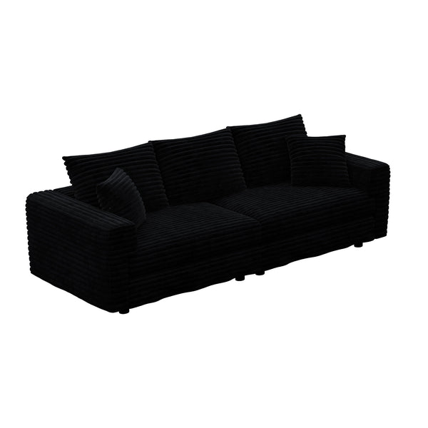 Deep Seat Convertible Sofa With Soft Pillows And Ottomans