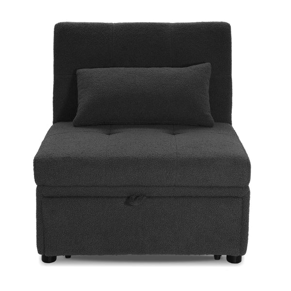 Sleeper Sofa Chair, Convertible Pull Out Bed Couch - Black