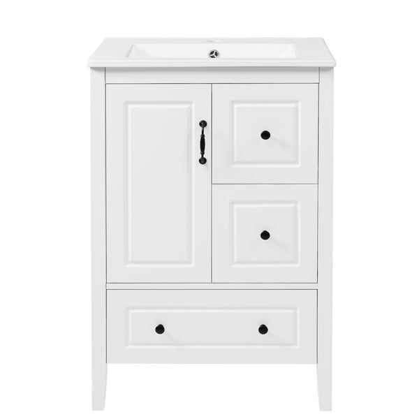 Retro Bathroom Vanity With Sink, Soft Closing Cabinet & Drawers