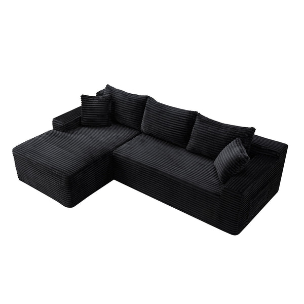 Cloud Modular Sectional Sofa Couch With L-Shape Chaise, Upholstered Couches For Living Room - Black
