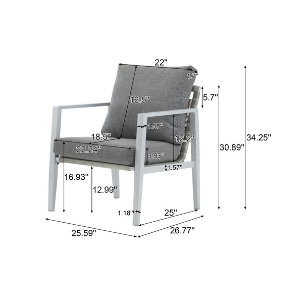 Modern Lounge Chair With Rope Accents And Cushions