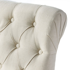 Dining Rolltop Chairs (Set of 2), Upholstered Armless Chair With Wood Leg - Ivory