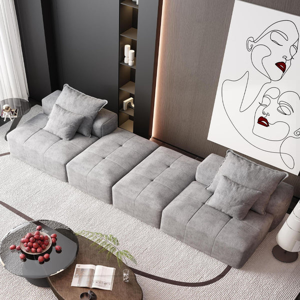 Modern Oversized, Modular Sectional Sofa With Pillows