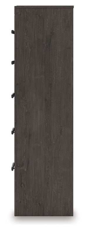 Prendonea - Five Drawer Chest - Charcoal