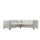 L-Shaped Corner Sofa, 5 Seater Sectional With Tufted Design