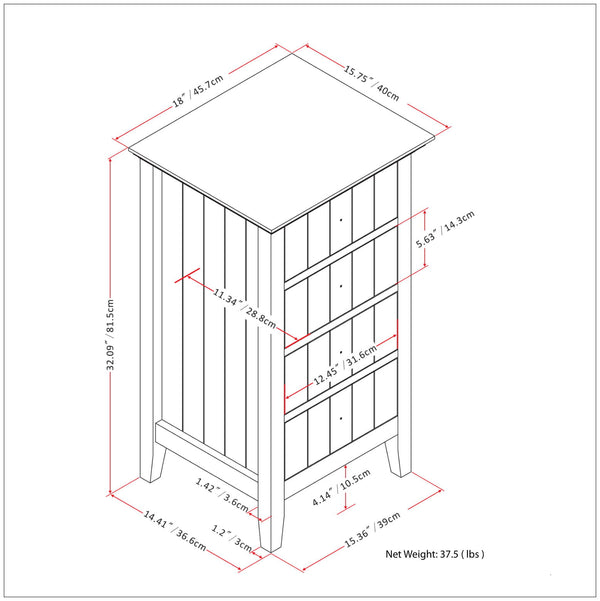 Acadian - 4 Drawer Floor Storage Cabinet - Pure White