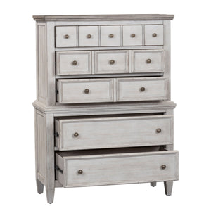 Heartland - 5 Drawer Chest - Antique White / Tobacco Tops