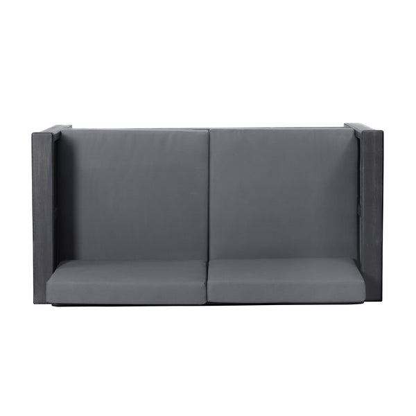 Acacia Wood Loveseat And Coffee Table Set With Cushions