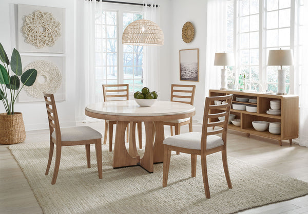 Escape - Dining Ladder Back Dining Chair (Set of 2) - Glazed Natural Oak / Mirage Mist
