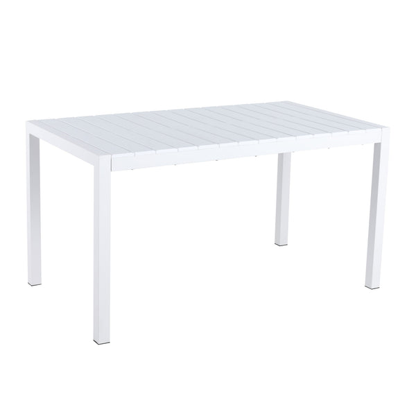 Modern Long Table, UV Resistant And Rust Proof, Pp Tabletop, UV Resistant Powder Coated Metal Legs - Snow White