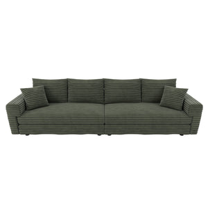 Convertible Deep Seat Sofa With Soft Pillows And Ottomans