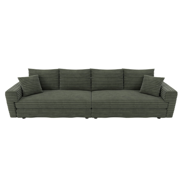 Convertible Deep Seat Sofa With Soft Pillows And Ottomans