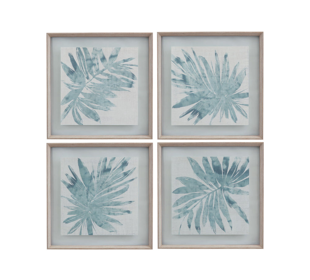 Burlap Ocean Palm IX Framed Print - Light Blue