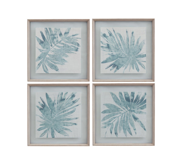 Burlap Ocean Palm III Framed Print - Light Blue