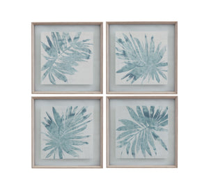 Burlap Ocean Palm II Framed Print - Light Blue