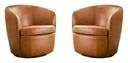 Barolo - 100% Italian Leather Swivel Club Chair (Set of 2)